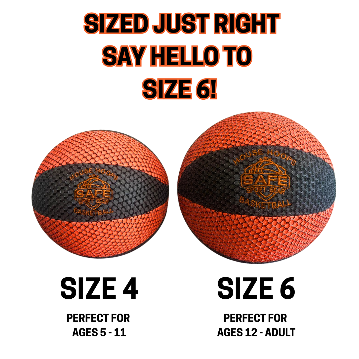 HouseHoops Basketball - Size 6 - Soft Indoor Basketball with Realistic Feel and Bounce