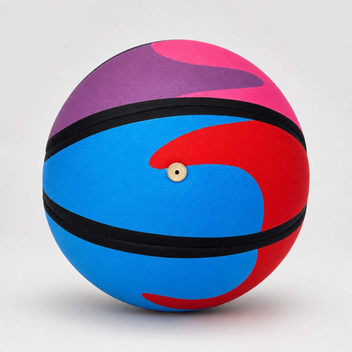 Colorful HouseHoops basketball - SH with purple, pink, blue, and red swirls on a white background